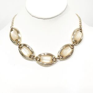 Christian Dior Vintage Ivory Lucite Gold-tone Link Chain Necklace 1970s 1980s